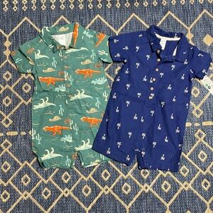 Carter's 2T boys shorts rompers with prints, set of 2.